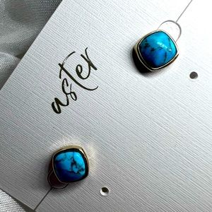 Aster Zinnia Studs in Gold & Copper Turquoise